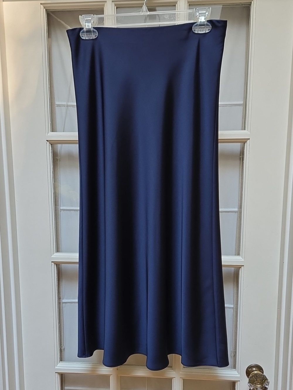 J. Crew Navy Satin Midi A-line Skirt
